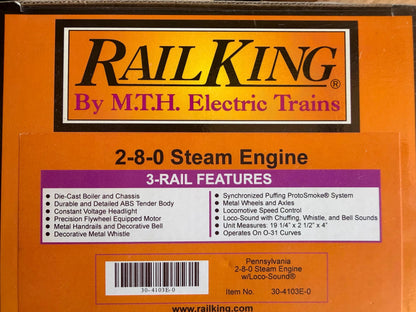 Pennsylvania O Gauge RailKing 2-8-0 Steam with LocoSound and Chuff
