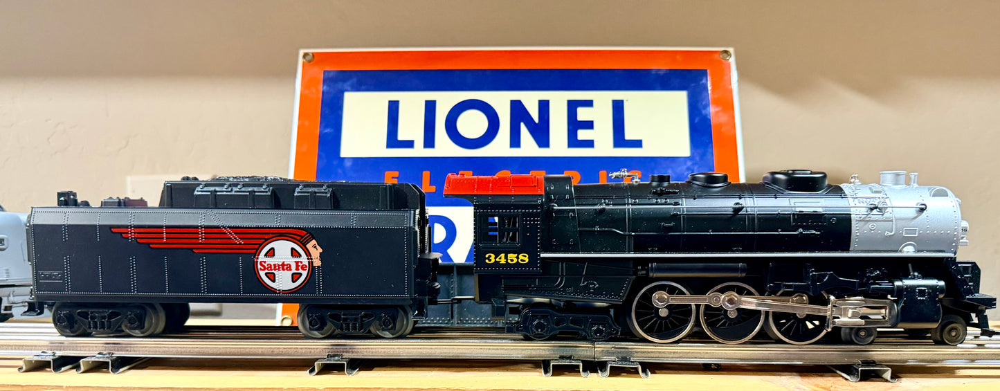 Lionel O Guage Santa Fe Hudson with Air whistle #3458