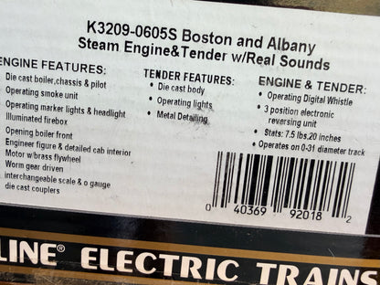 The K-Line K3209-605S  O-gauge Boston & Albany 4-6-4 Hudson