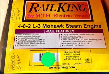 NYC 4-8-2 L-3 Mohawk Steam Engine w/Proto-Sound 2.0 From the MTH Factory Layout
