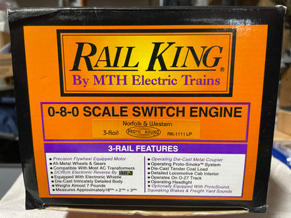 MTH Railking RK-1111 LP 0-8-Norfolk and Western Steam Switcher